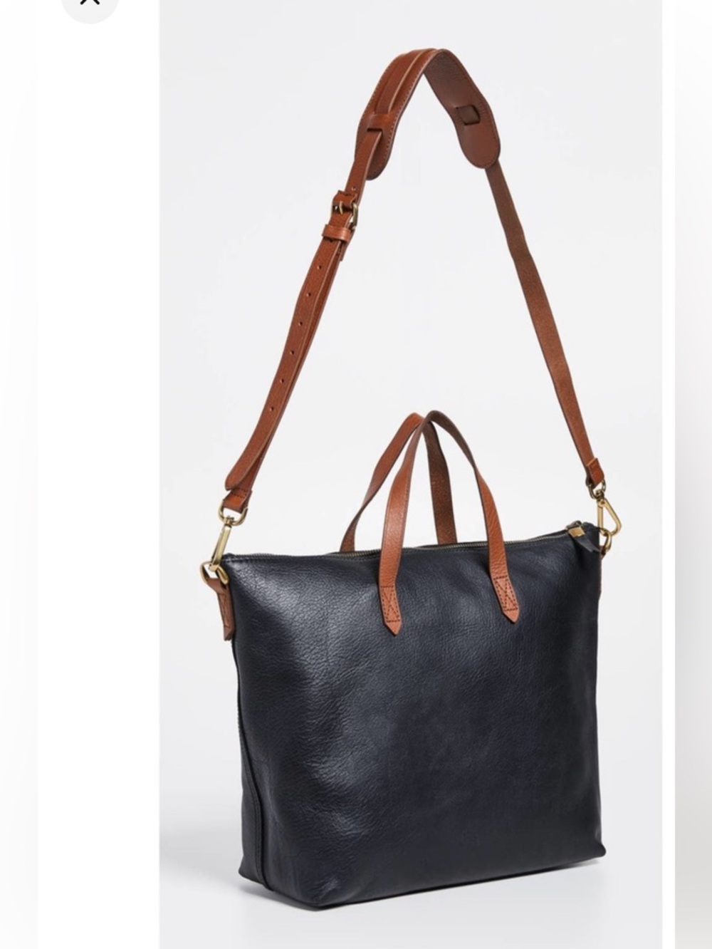 MADEWELL The Zip-Top Transport Carryall Shoulder Tote Black / Brown Leather